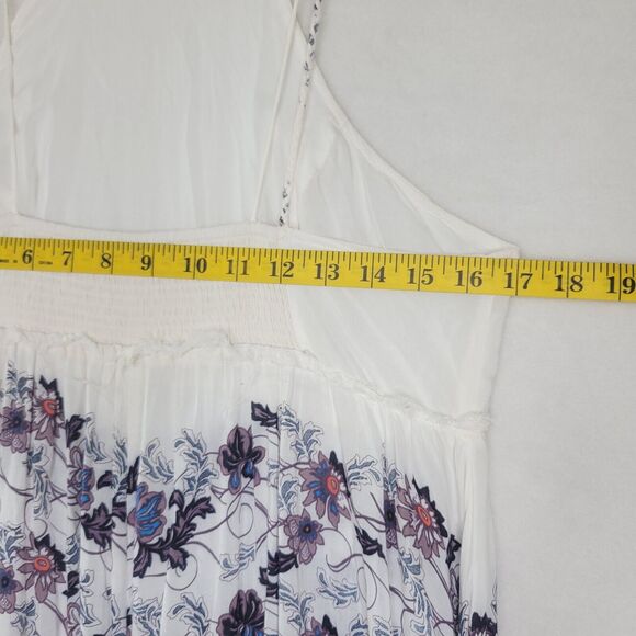 Free People Babydoll Maxi Dress SIZE S Cream Combo Floral Slip Maxi Dress Sheer - Picture 5 of 16